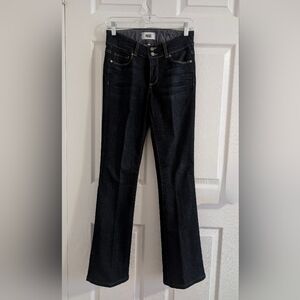 PAIGE Hidden Hills Bootcut Jeans Dark Wash High Rise Trouser Double Button Sz 27
